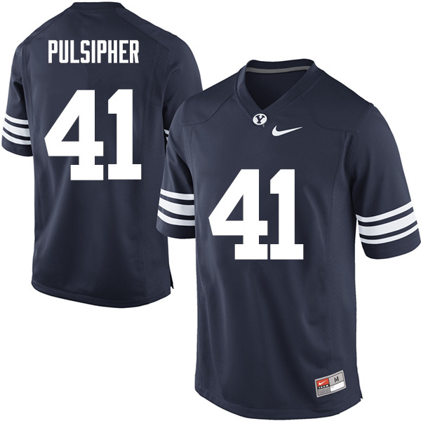 Men #41 Adam Pulsipher BYU Cougars College Football Jerseys Sale-Navy